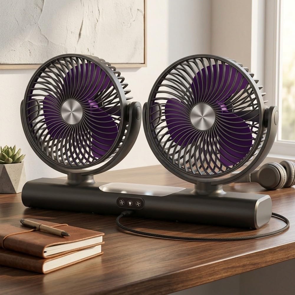 Ventilador USB Silencioso 3000mAh con Nocturna Ventilador USB(Gray)