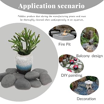 20LB Black Stones Pebbles River Rocks, Natural Beach Pebbles, 2-3 Garden Decorative Stones-2-3 Large Plant Rocks,Ideal for Aquarium, Home Decor