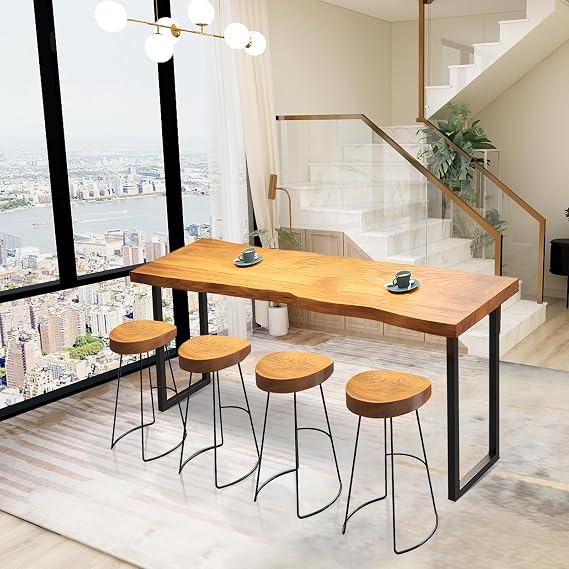 Bar Table,Bar Height Pub Table with Sturdy Metal Frame,Narrow High Top Table,Rectangular High Top Kitchen & Dining Counter Tables for Bar Pub,Dining Room,Small Space,Narrow Space (55.12in)