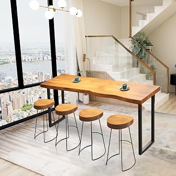 Bar Table,Bar Height Pub Table with Sturdy Metal Frame,Narrow High Top Table,Rectangular High Top Kitchen & Dining Counter Tables for Bar Pub,Dining Room,Small Space,Narrow Space (55.12in)