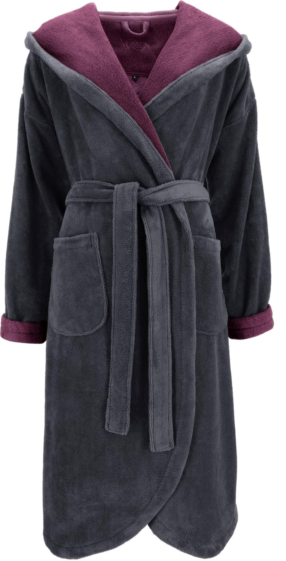 Vossen Damen-Bademantel Kapuze Balance Carmen Graphit/Elderberry