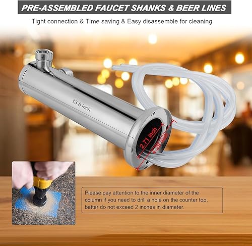 Miniatura 11 de FERRODAY Torre Kegerator doble grifo torre de cerveza doble grifo dispensador de torre de cerveza grifo de cerveza Kegerator piezas torre de acero