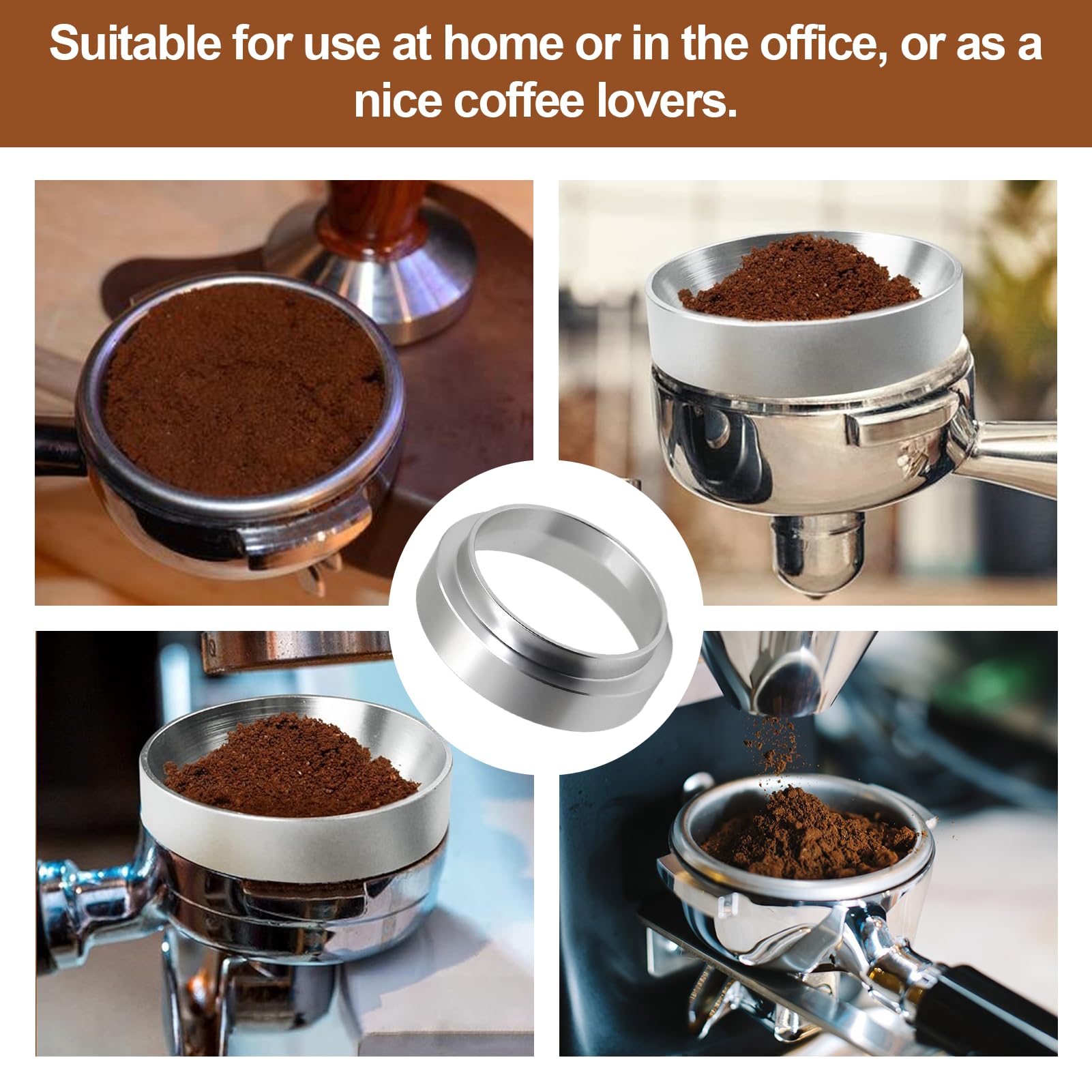 KYONANO Anello dosatore 58 mm, anello dosatore magnetico per caffè, 58 mm, accessorio portafiltro per espresso, imbuto – anello dosatore per caffè per imbuto di riempimento, ciotola per brodo, caffè