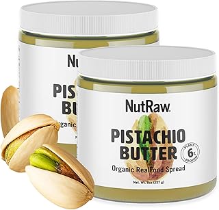 NutRaw Organic Pistachio Butter, 2 Pack (8oz Jars) – Vegan Pistachio Spread with 6g Plant Protein – Clean Ingredient Nut Butter, Gluten Free, No Added Sugar, No Seed Oils