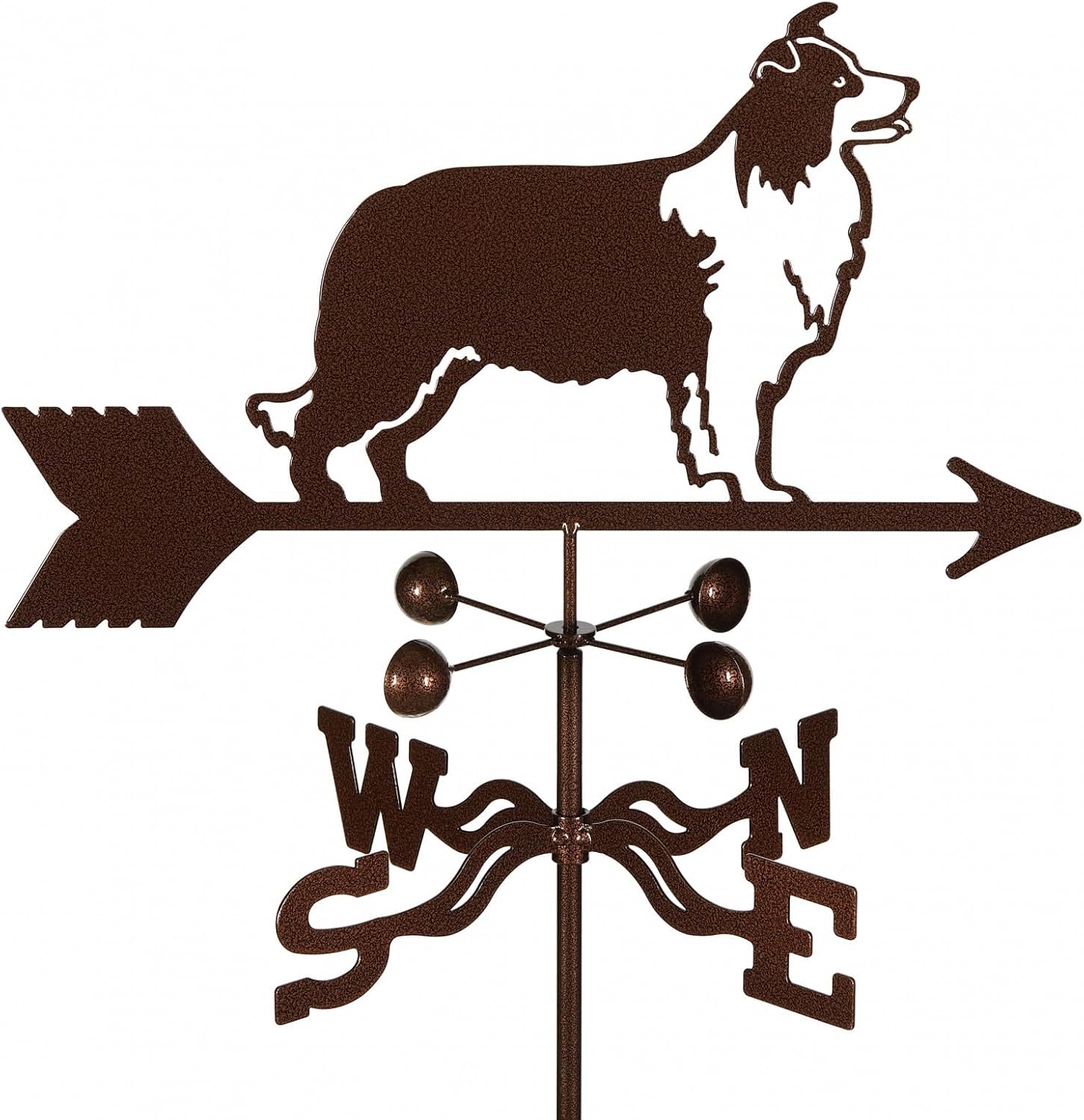 EZ Vane Border Collie Dog Weathervane — Garden Mount, Wind Cups, Antique Copper Finish, Steel with Durable Triple Powder Coating, Handcrafted in USA