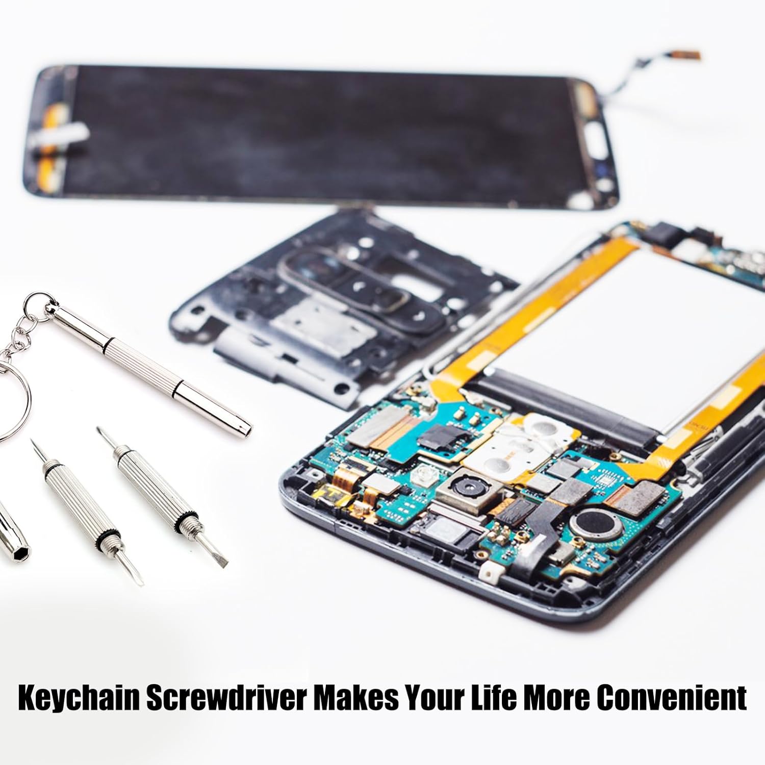 12 Pcs Keychain Eyeglass Screwdriver 3 in 1 Screwdriver Key Steel Eyeglass Screwdriver Eyeglass Screwdriver Repair Kit with Keychain Portable Screwdriver Hand Tools