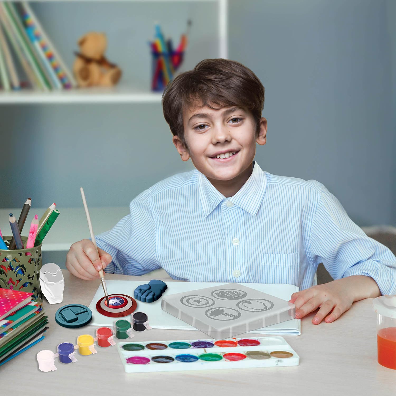 SKOODLE Avengers Creative Kids Art and Craft Kit - Fridge Magnet Making DIY Toy for Ages 8 Years & Above, Fun Kids Activity - Includes Moulds and Paints for Endless Crafting Adventures 1