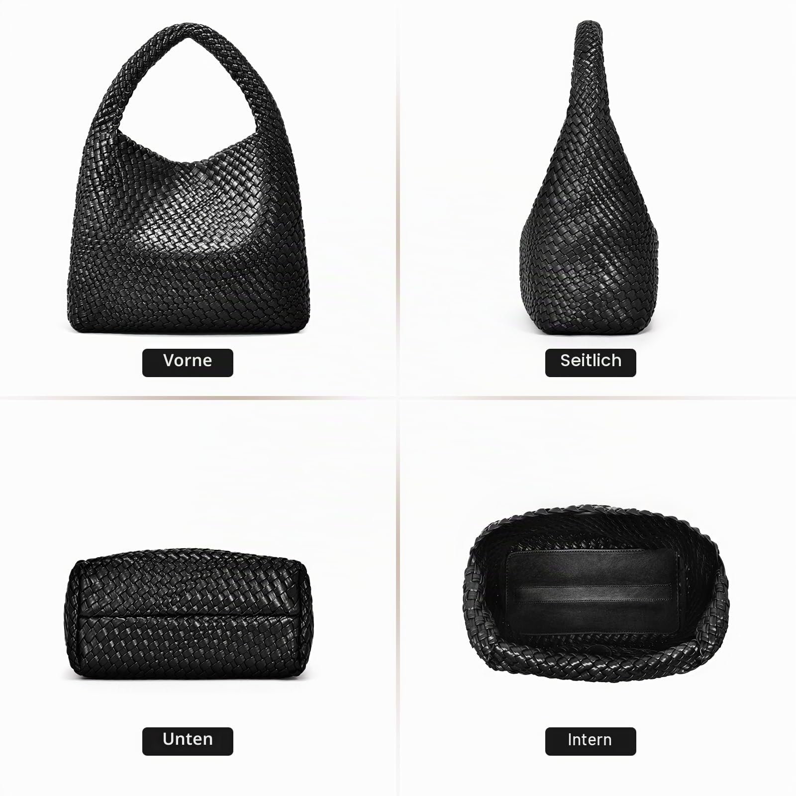 oscaurt Tragetasche für Damen, gewebte Ledertasche, gewebte Tragetasche, Damen-Handtaschen, Schultertaschen, Einkaufstasche, Top-Griff, Tasche mit Beutel, Geldbörse