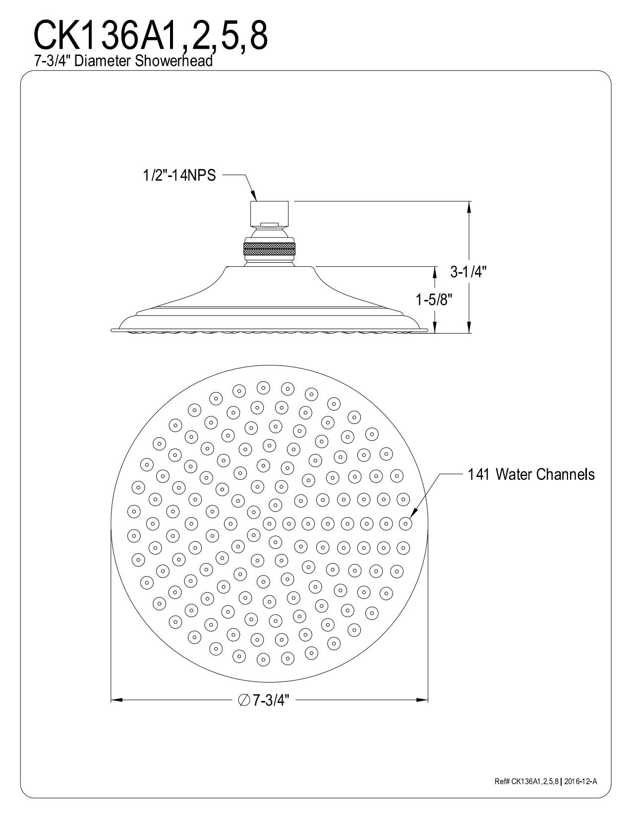 Kingston Brass CK136A8 Victorian Shower Head, Brushed Nickel
