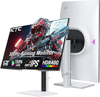 KTC Monitor 27 inch White Gaming Monitor WQHD (2560x1440) Fast IPS, 300Hz (Supports 320Hz via Overclocking) 1ms 144% sRGB ...