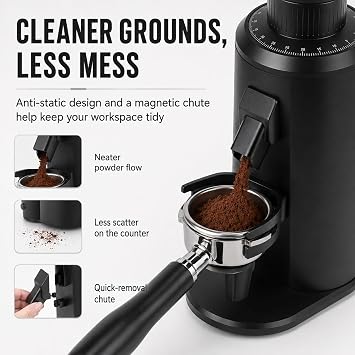 Espresso Grinder - 80mm Flat Burr Coffee Grinder with 0-100 Grind Settings, 70g Bean Hopper, Adjustable RPM, and Portafilter Fork