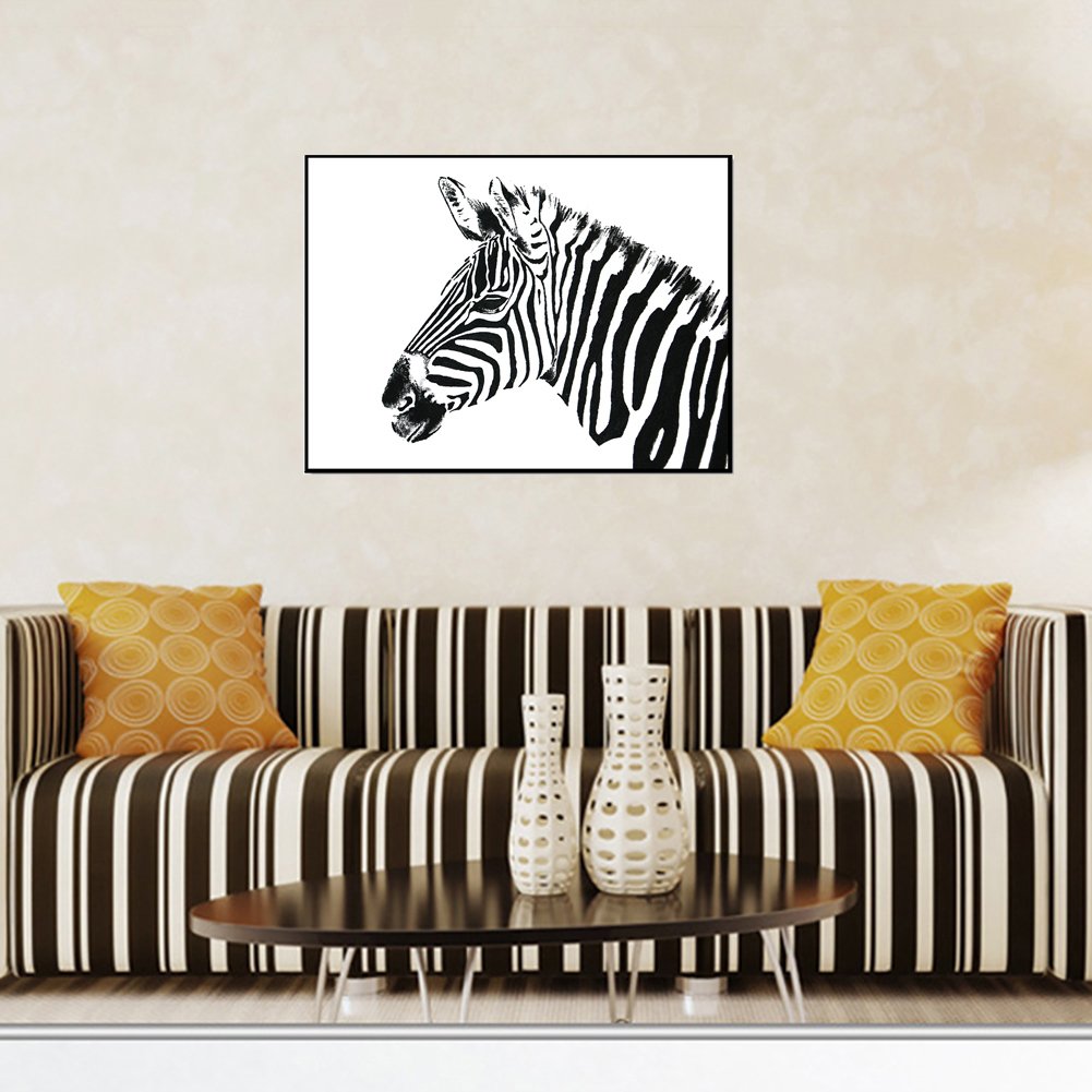 Zebra Wandbild Auf Leinwand, 50x40 Cm - Schwarz-weiß Kunst Für Wohnzimmer & Schlafzimmer
