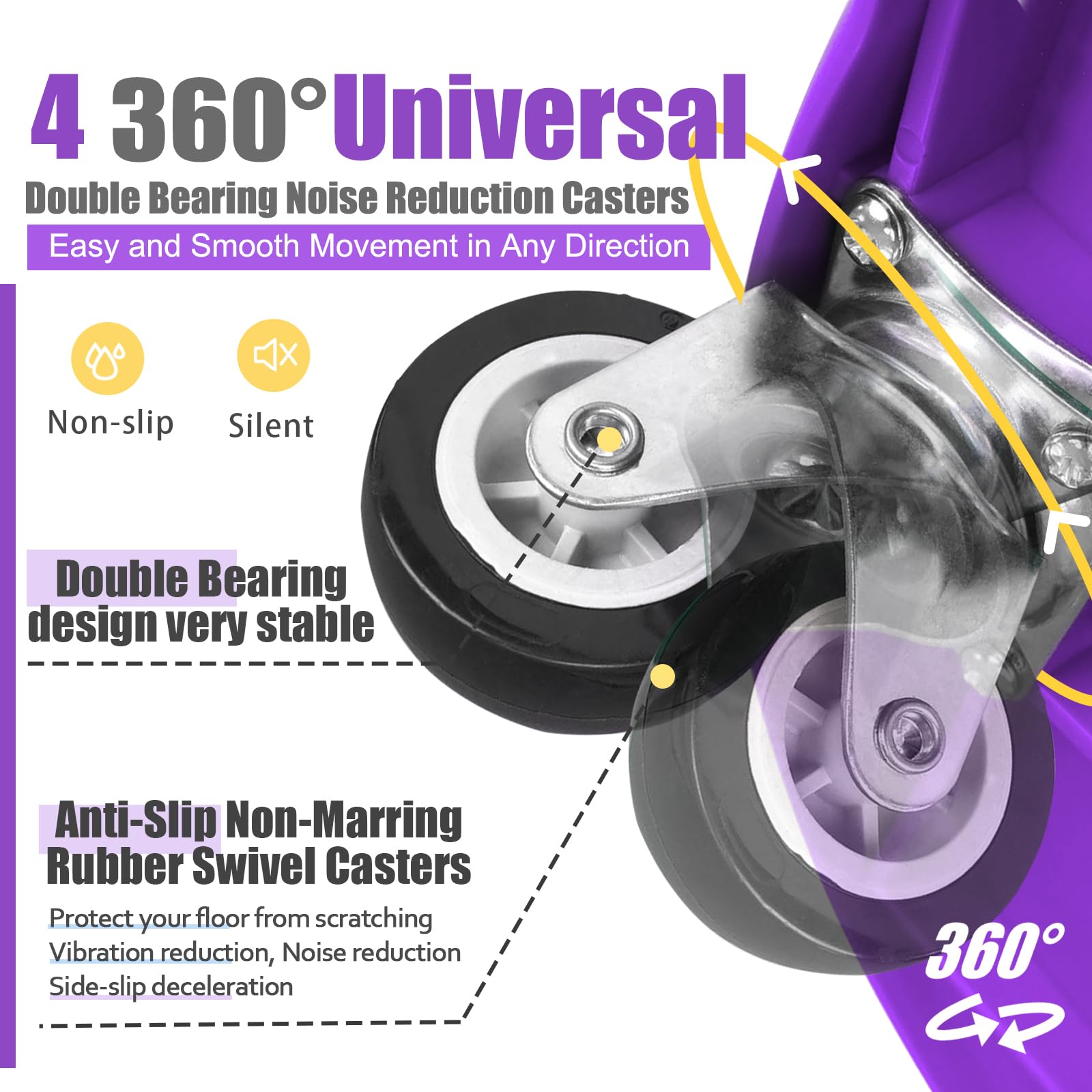 Kids Sitting Scooter Board with Handles Universal Wheels Swivel Casters Plastic Floor Surfer Sports Scooters with Rollers Autism Kids Sensory Scooter Board for Gym Class Physical Education Home Use - Image 3