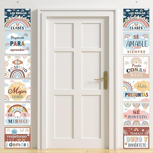 Faccito Letrero motivacional para decoración de aula en español, cartel positivo para porche, letrero inspirador para puerta, decoración de pared,