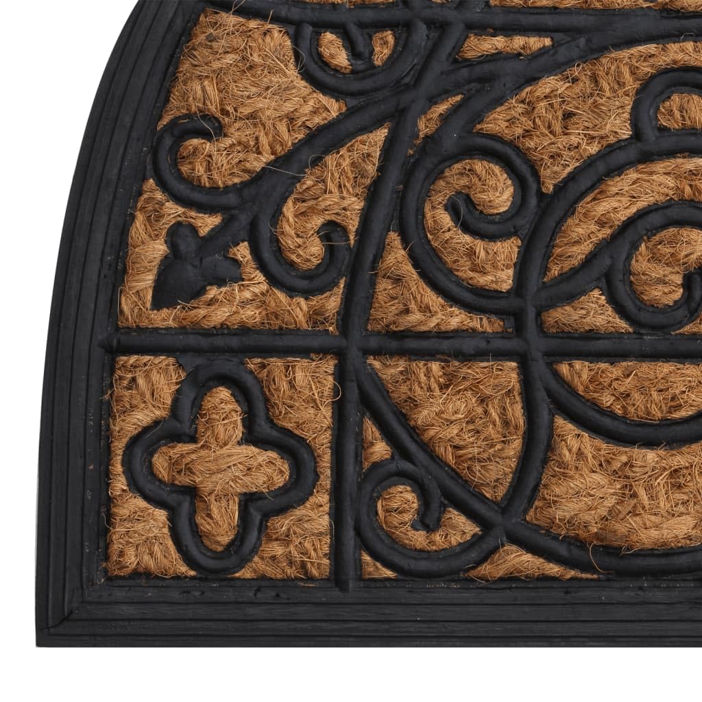 Felpudo semicircular de 45 x 75 cm de goma y fibra de coco, antideslizante con limpiacristales para entrada, pasillo, pasillo, terraza, balcón, jardín, interior y exterior