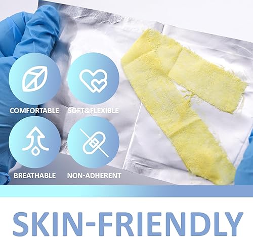 Miniatura 4 de Dr.Med Xeroform Parche de vaselina de 1 x 8 pulgadas, 50 unidadescaja, apósitos de gasa no adherentes, para quemaduras menores o parciales de