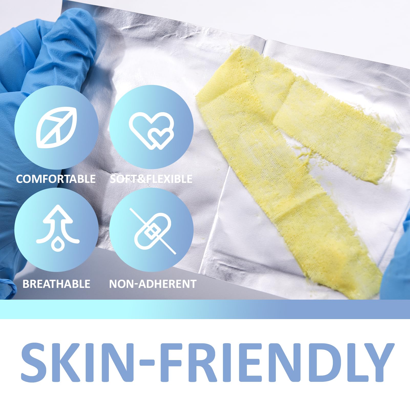 Dr.Med Xeroform Petrolatum Dressing Patch, 1"x8"-50 Pcs/Box, Non-Adherent Gauze Dressings, for Minor or Partial Thickness Burns, Lacerations, Skin Graft Recipient Sites, Newly Sutured Wounds — Amazon image 4