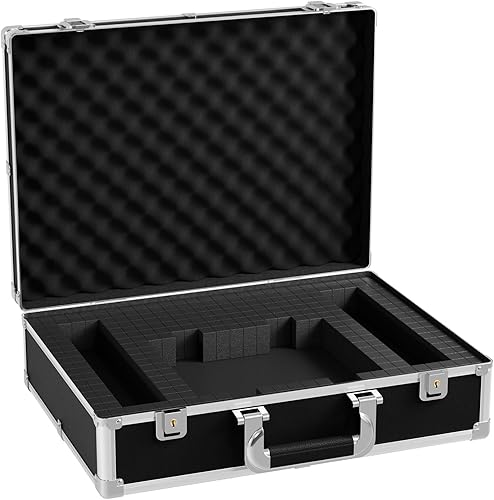 Miniatura 7 de Funda de transporte rígida de 14 pulgadas, construcción robusta de aleación de aluminio, espuma precortada personalizable, adecuada para