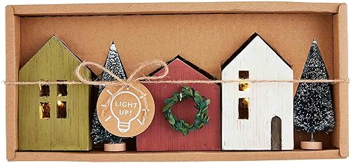 Mud Pie Caja Mini Juego de Pueblo de Navidad, 4 "x 2 12", Rojo