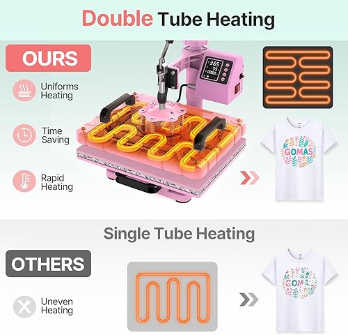 Miniatura 3 de Slendor Máquina de prensa de calor de 12 x 15 pulgadas, 5 en 1, máquina de prensado digital de camisetas de 360 grados, multifunción por