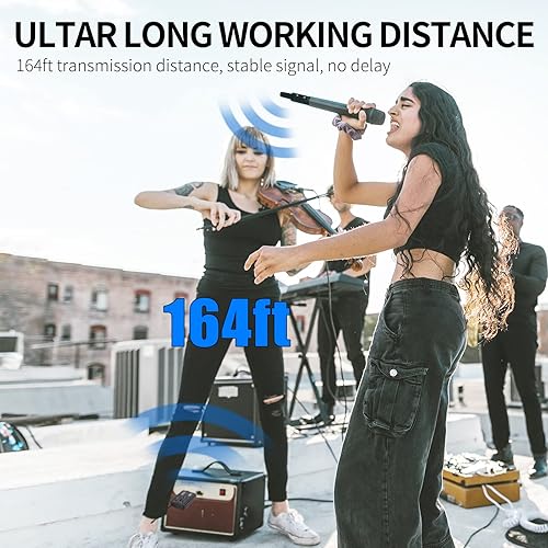 Miniatura 7 de XTUGA PR260 UHF Wireless XLR Transmitter and Receiver,Wireless Rechargeable Mic Adapter with 99 Selectable Channel 164ft Range for Dynamic