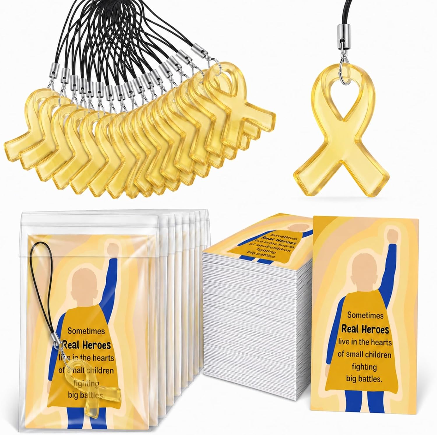 Ecation 100 Set Childhood Cancer Awareness Items Keychains