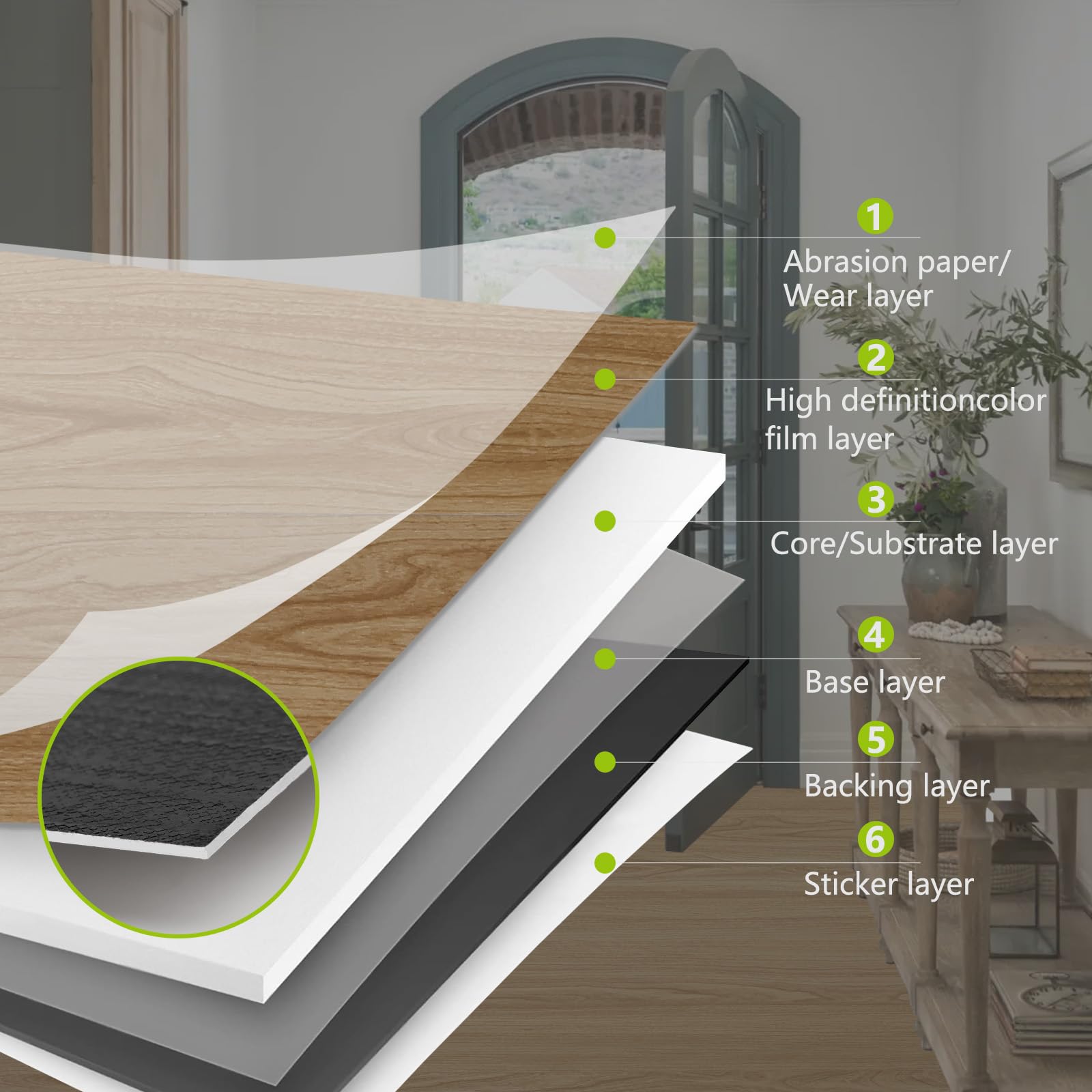 Yun-aeon Rustikale Eichenholzfliesen, zum Abziehen und Aufkleben, 36 Stück, 15 m², rustikale Eiche, Streifen, selbstklebende Holzmaserung, Planken, entfernbarer Vinyl-Bodenbelag, Art-Deco für