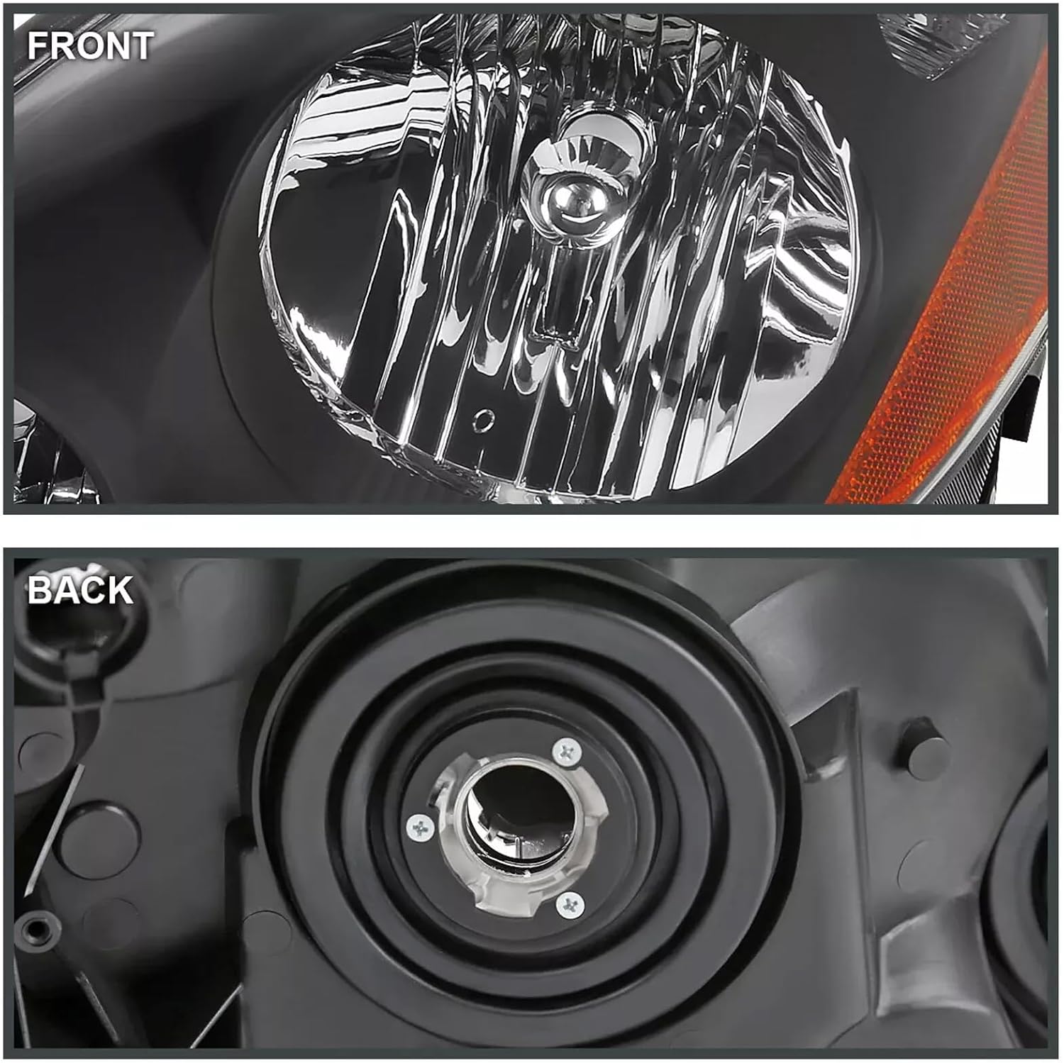 2pcs Halogen Headlights Assembly For 2006 2007 2008 2009 2010 Toyota Sienna CE LE XLE Limited Replacement OEM Headlamp Passenger and Driver Side With Black Amber Reflector TO2503172 TO2502172 W/O HID