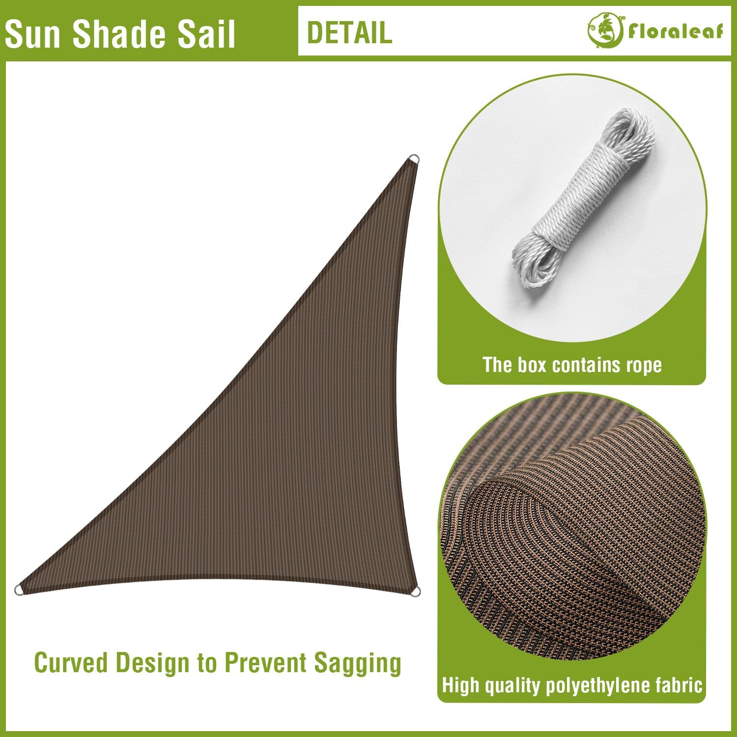 Right Triangle Sun Shade Sail Brown 16'x16'x22.6' Air Permeable Shade Cloth Heavy Duty Canopy Awning for Patio Backyard Lawn Garden Outdoor