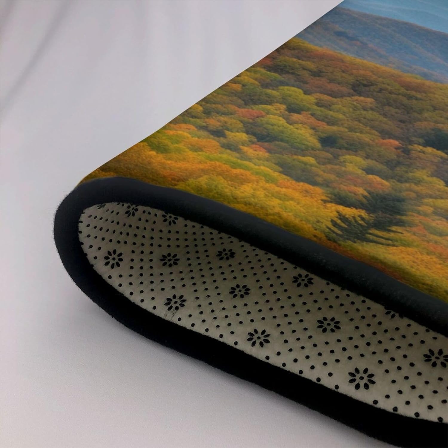 Flannel Non-Slip (Blue Ridge Parkway Mountains) Rug Pad 80×50in Soft Washable Protective for Hardwood Floors Bedroom Bathroom Living Room