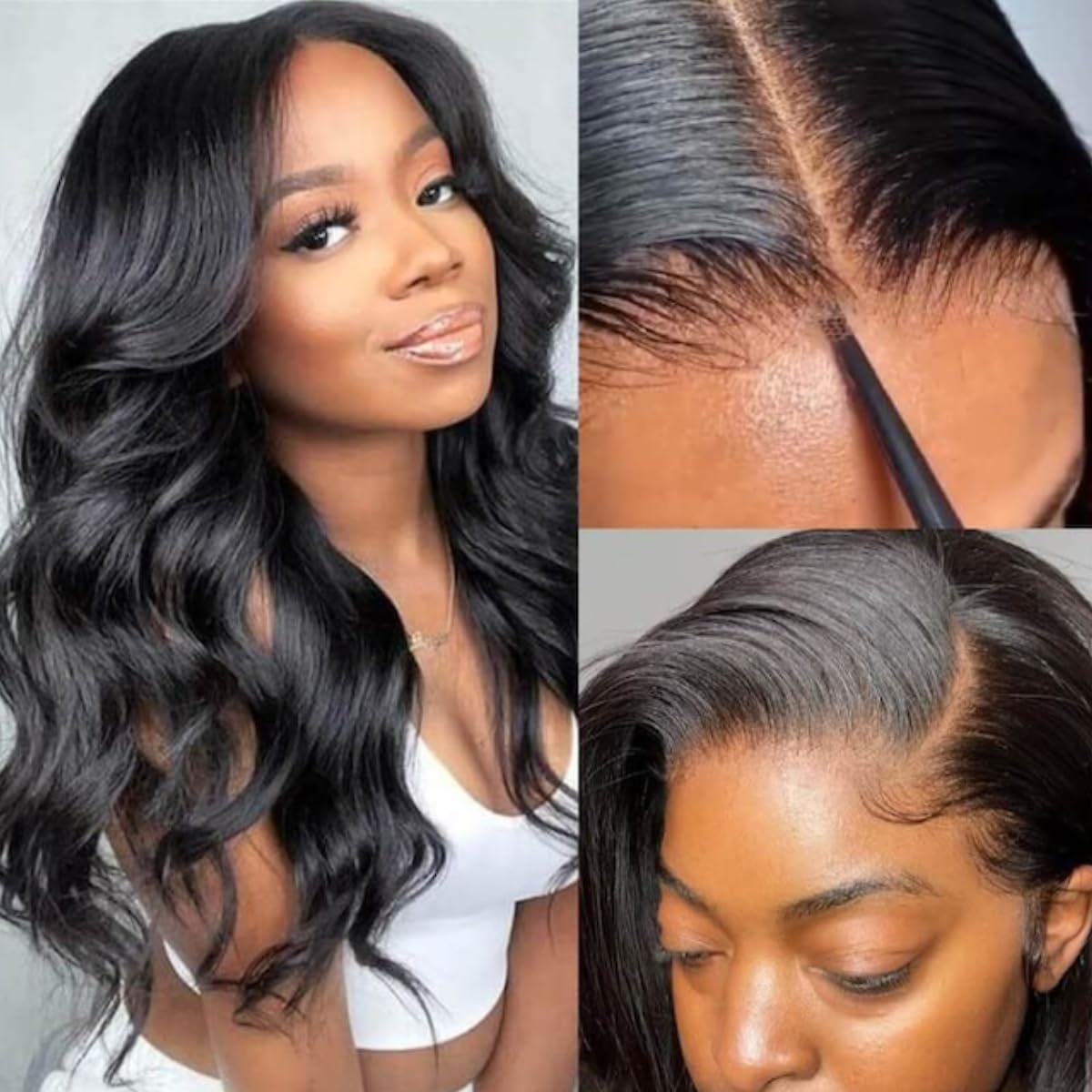 Julia Hair Body Wave Glueless 13x4 Lace Front Wigs Human Hair 12A Pre Cut Lace Frontal Wig Pre Bleached Bye Bye Knots Pre Everything Put on and Go 180% Density Fast Wear Wigs Natural Color 16 Inch