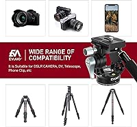 Vista 6 de EVUMO H3 Mini cabezal de trípode inclinable de video, cabezal de video de cámara compacta y ligera panorámica de 360° para trípode DSLR videocámara