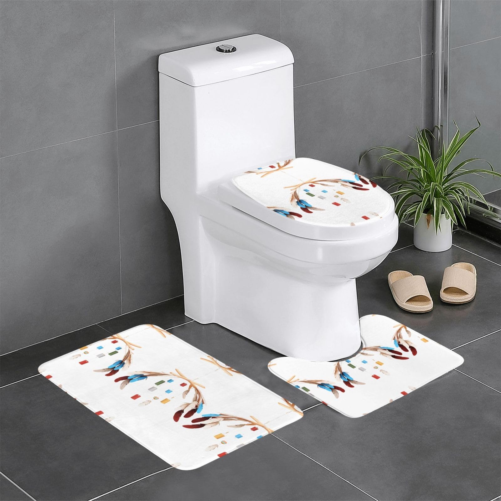 Tapis de bain antidérapant contre le sol froid lot de 3 pièces absorbantes