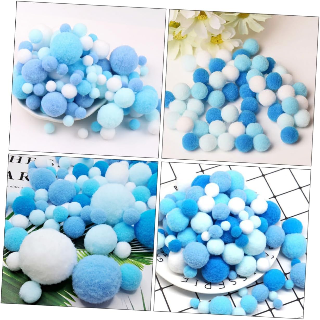 OSALADI Artificial Pompom Balls for DIY Crafting Multi Colored Fuzzy Pom Poms for Clothing Home Decor and Creative Projects