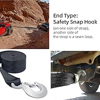 Vista 2 de Correa de remolque con ganchos de 2 pulgadas x 20 pies, cuerda de remolque de capacidad de 20,000 libras, correas de remolque de emergencia
