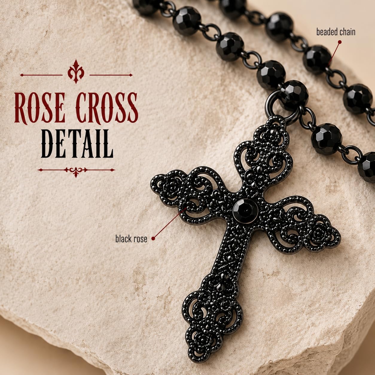 QCWN Cross Necklace Layered Necklaces for Women Y2K Grunge Accessories Gothic Black Choker Pendant Beaded Necklace Stack Trendy Alt Emo Clothes Goth Jewelry Gifts