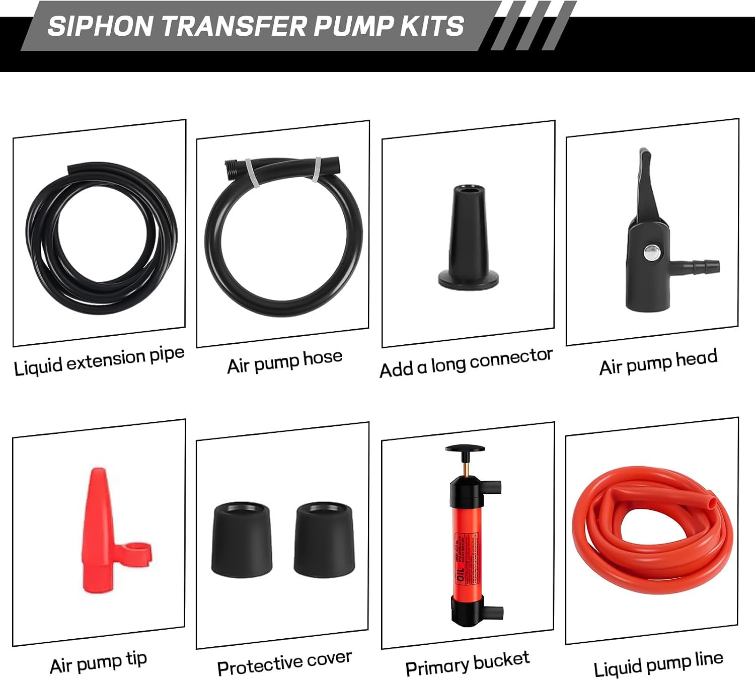 Multi-Use Siphon Fuel Transfer Pump, Fluid Extractor Siphon Transfer Pump Kit for Gasoline Liquid Oil Air and Automotive, Efficient Siphon Fluid Exchange Transfer Pump