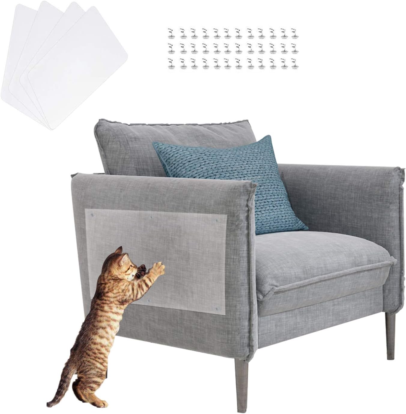 NPTCL Cat Scratch Deterrent Tape - Pet Couch Protector/Furniture Protector from Cats 15PCS (5-Pack XL + 5-Pack L + 5-Pack M) -…