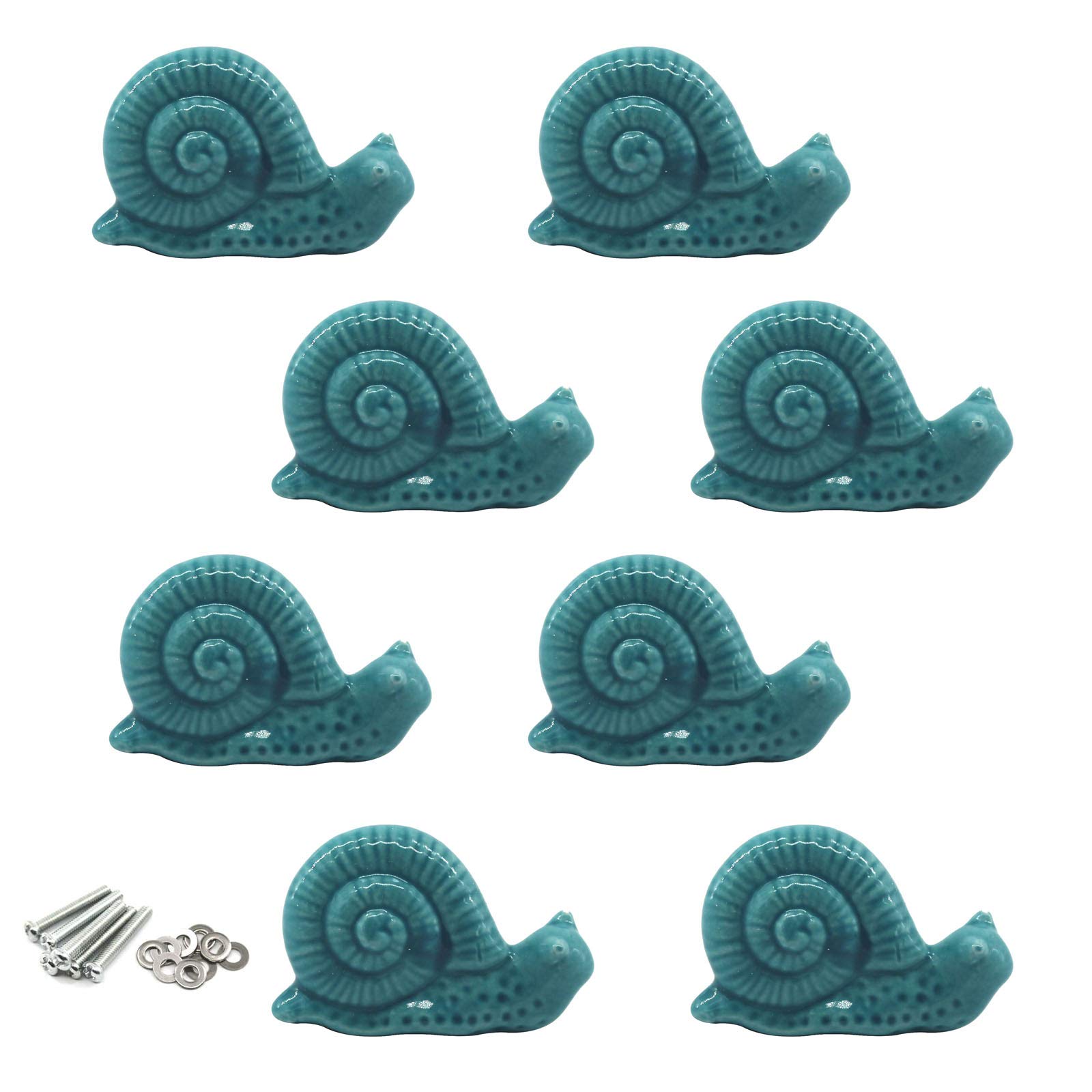 Zerniple Blue Ceramic Handle Pull Door knobs Cabinet Handles for Children's Room (8 Pieces)