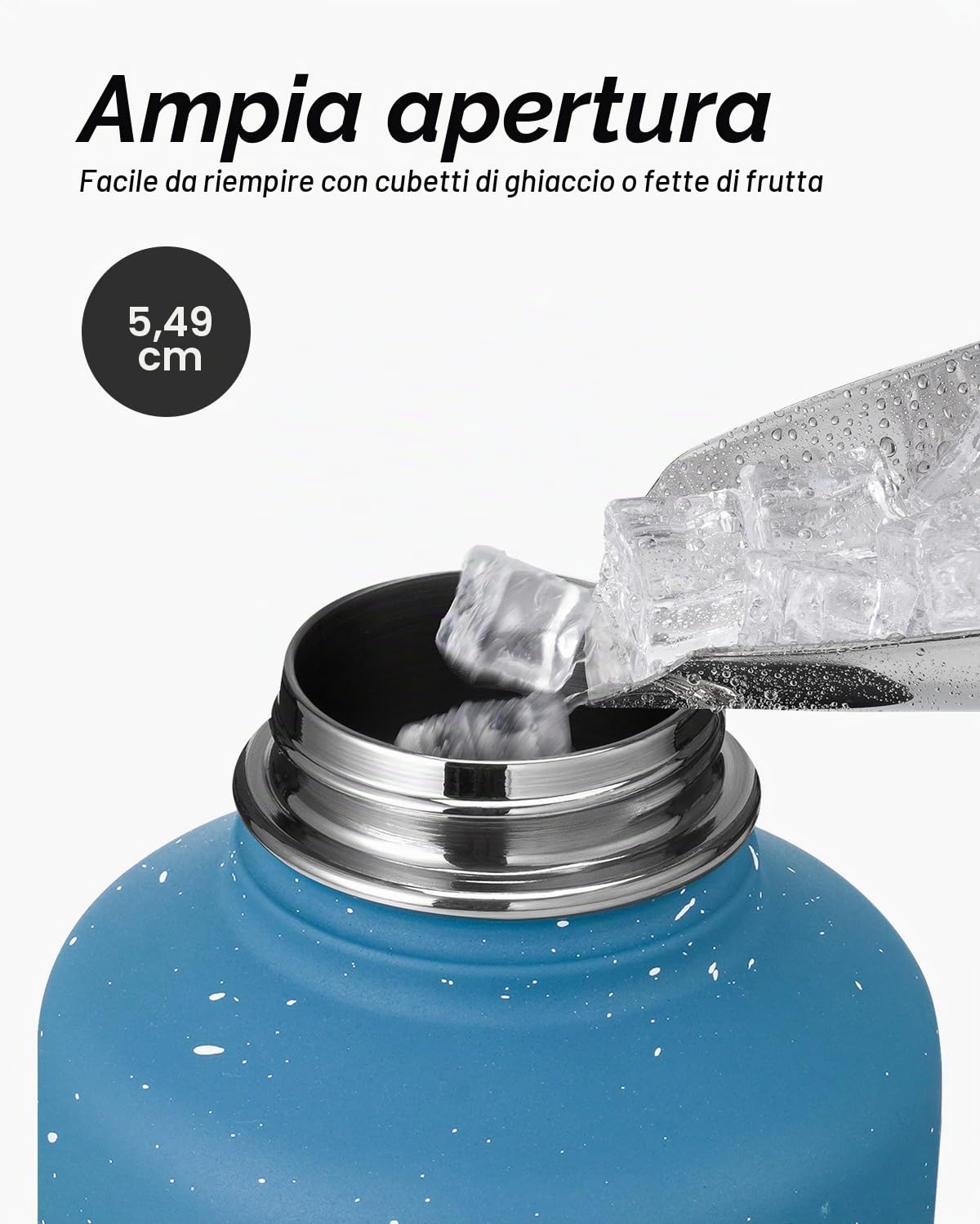 Coolflask Borraccia termica da 1,9 l, con cannuccia e 3 coperchi, brocca per l'acqua da 900 ml, in acciaio inox, per palestra, sport e viaggi, mantiene il freddo fino a 48 ore e caldo per 24 ore