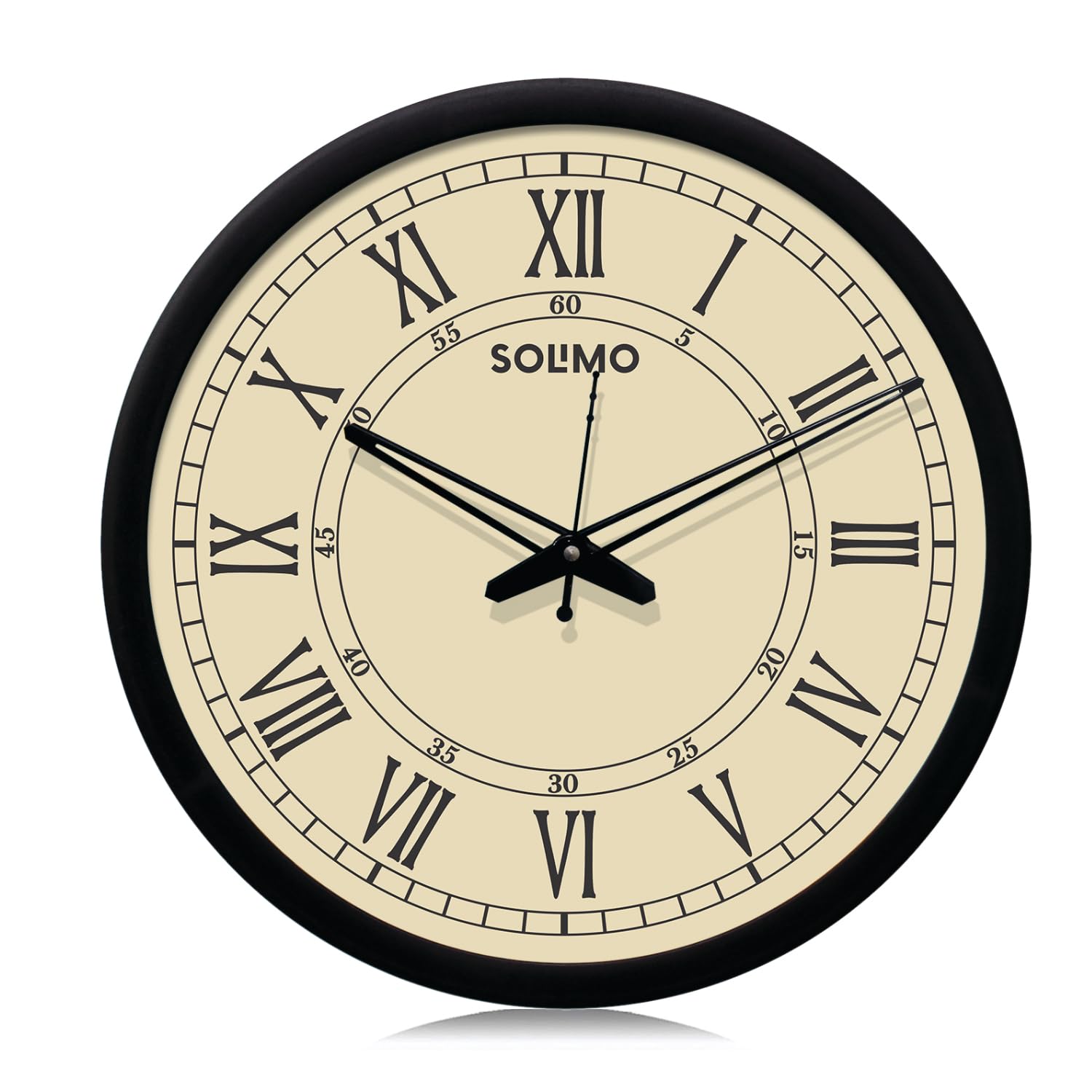 Amazon Brand - Solimo 12-inch Contemporary Plastic & Glass Wall Clock - Designer (Silent Movement, Black Frame)-picture-17