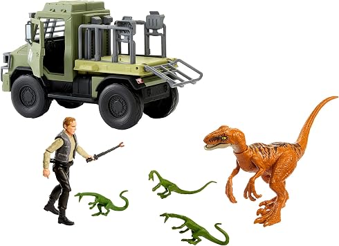 Mattel Jurassic World Legacy Collection Figure & Vehicle Set Isla Sorna Expedition Pack Parallel Import Version MATTEL Movie Park Dinosaur Figure Goods Raptor Comply