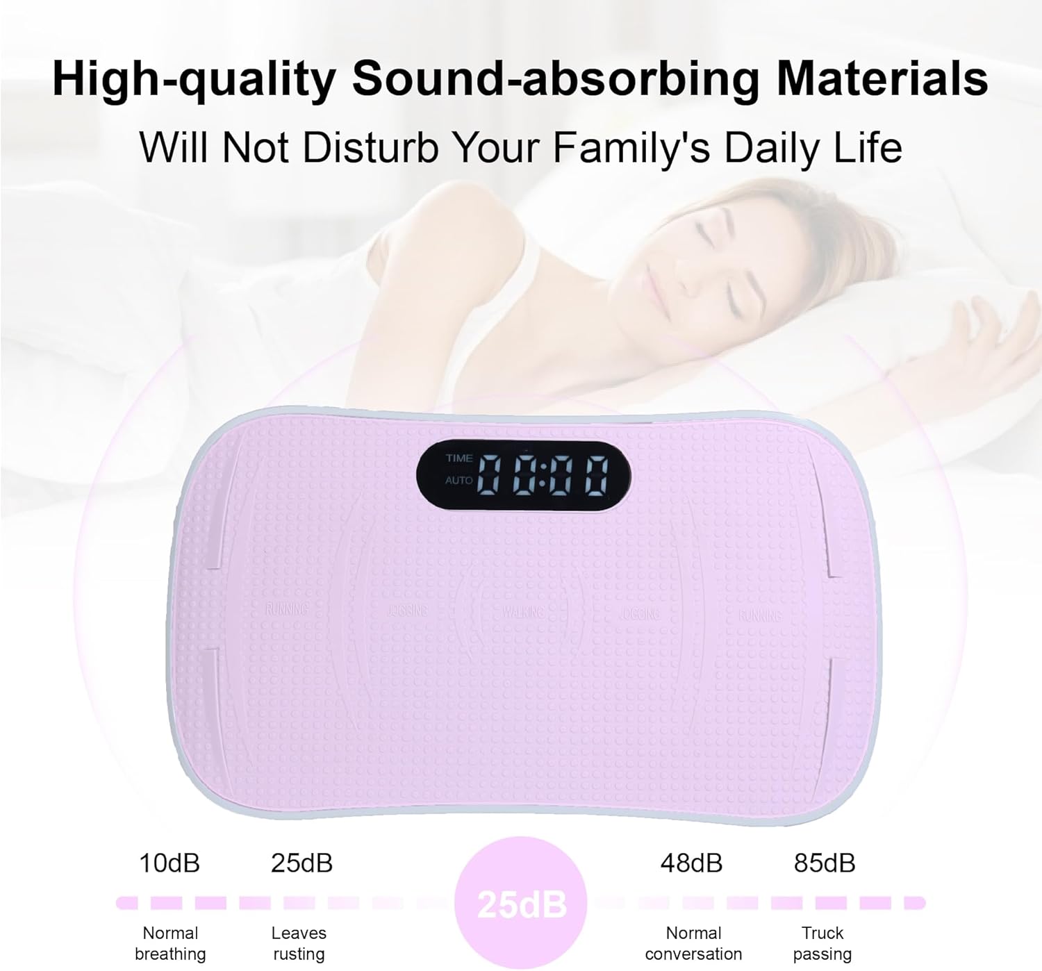 Gecheer Silent Vibration Platform, 10-Frequency Shaking Machine for Weight Loss and Fitness Massage with Noise-Reduction Motor and 3 Modes for Home Workout Unisex Pink