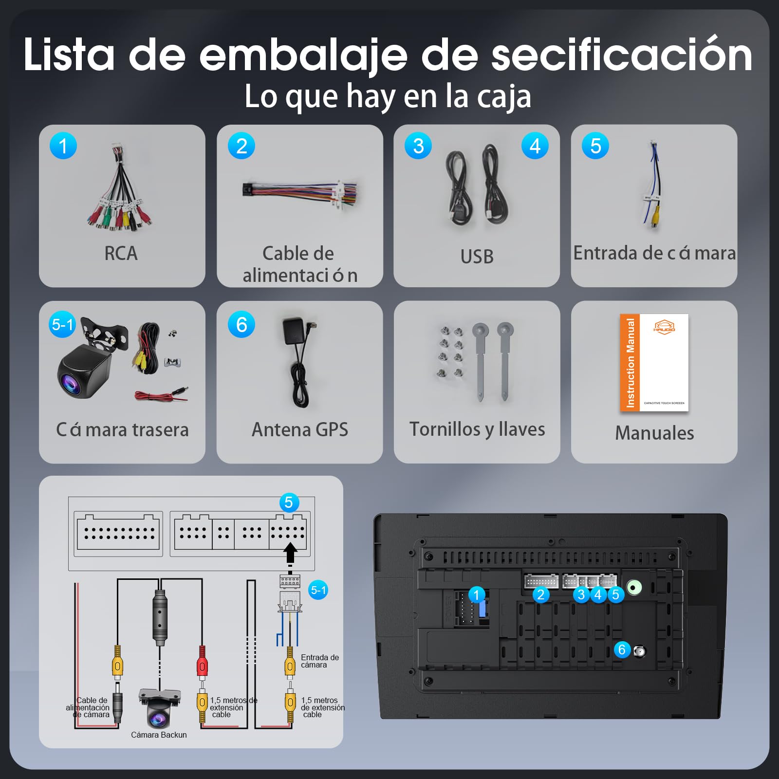 Haudio Radio para Coche 2 DIN con Apple CarPlay & Android Auto, Pantalla HD de 9 Pulgadas, Cámara de Marcha atrás HD, GPS, Control de Voz, Mirror Link, FM/Am/AUX, para Todos los Vehículos, 2+64GB