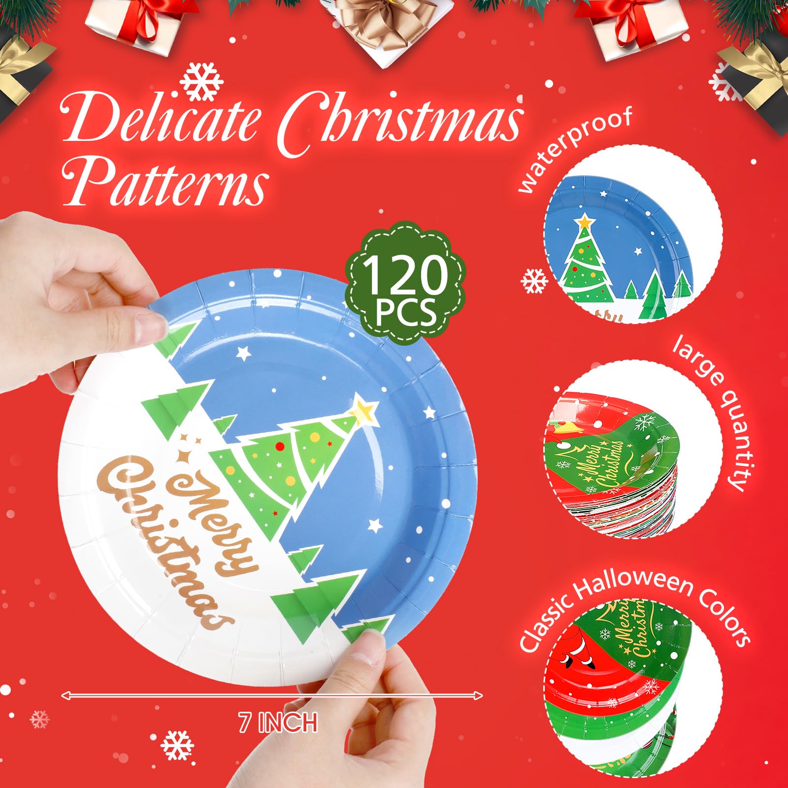 48 Pcs Christmas Paper Plates 9 Inch Santa Disposable Plates Xmas