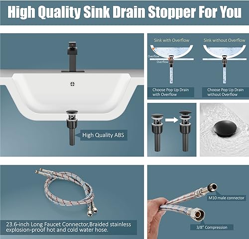 Miniatura 5 de Aolemi Grifo de baño de una sola manija, montaje en cubierta de 1 agujero, montaje en cubierta, lavabo mezclador de lavabo con placa de cubierta y