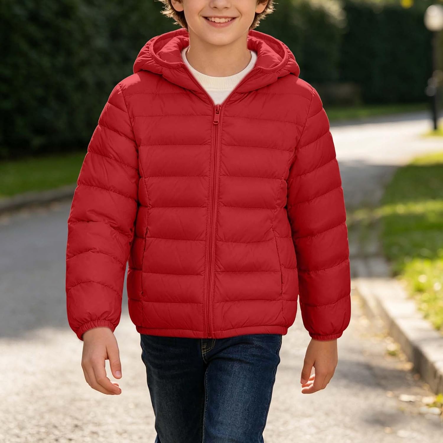 Kids Windproof Hooded Puffer Jacket Warm Winter Parka