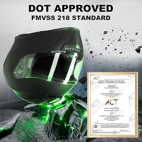 Miniatura 2 de Favoto Casco integral para motocicleta, aprobado por DOT + cubierta de motocicleta Favoto impermeable para exteriores, todas las estaciones