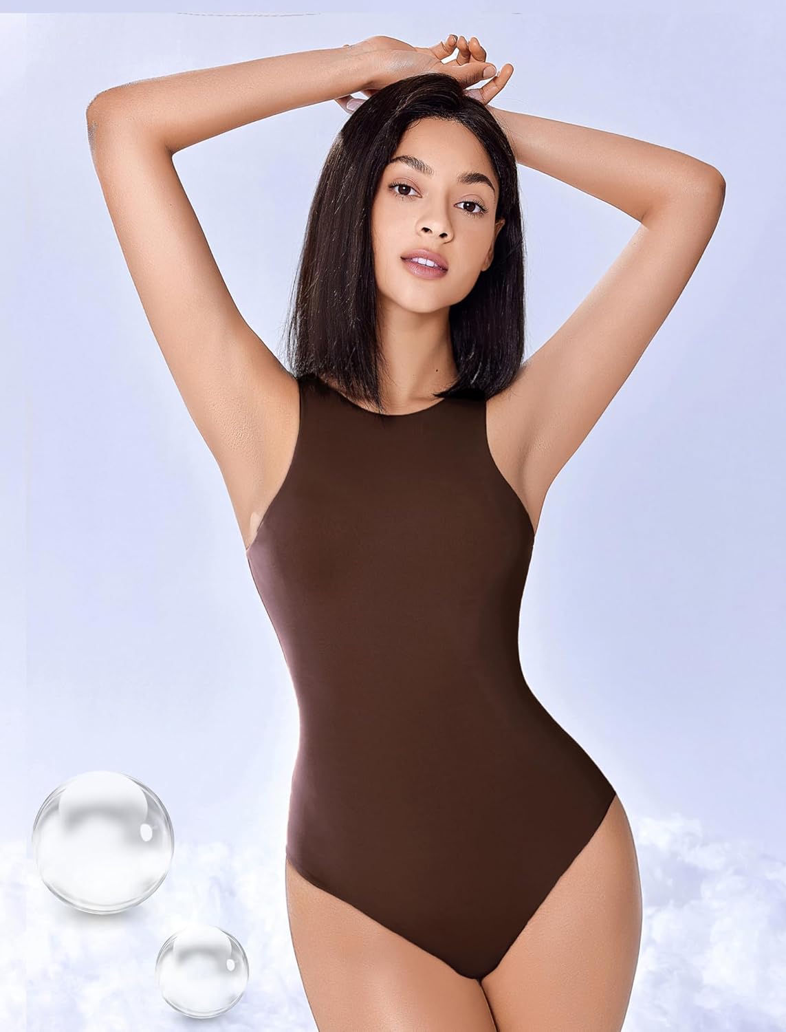 Avidlove Bodysuits for Women Crew Neck Sleeveless Body Suits Snap Closure Double Lined Tank Tops Bodysuit - Image 2