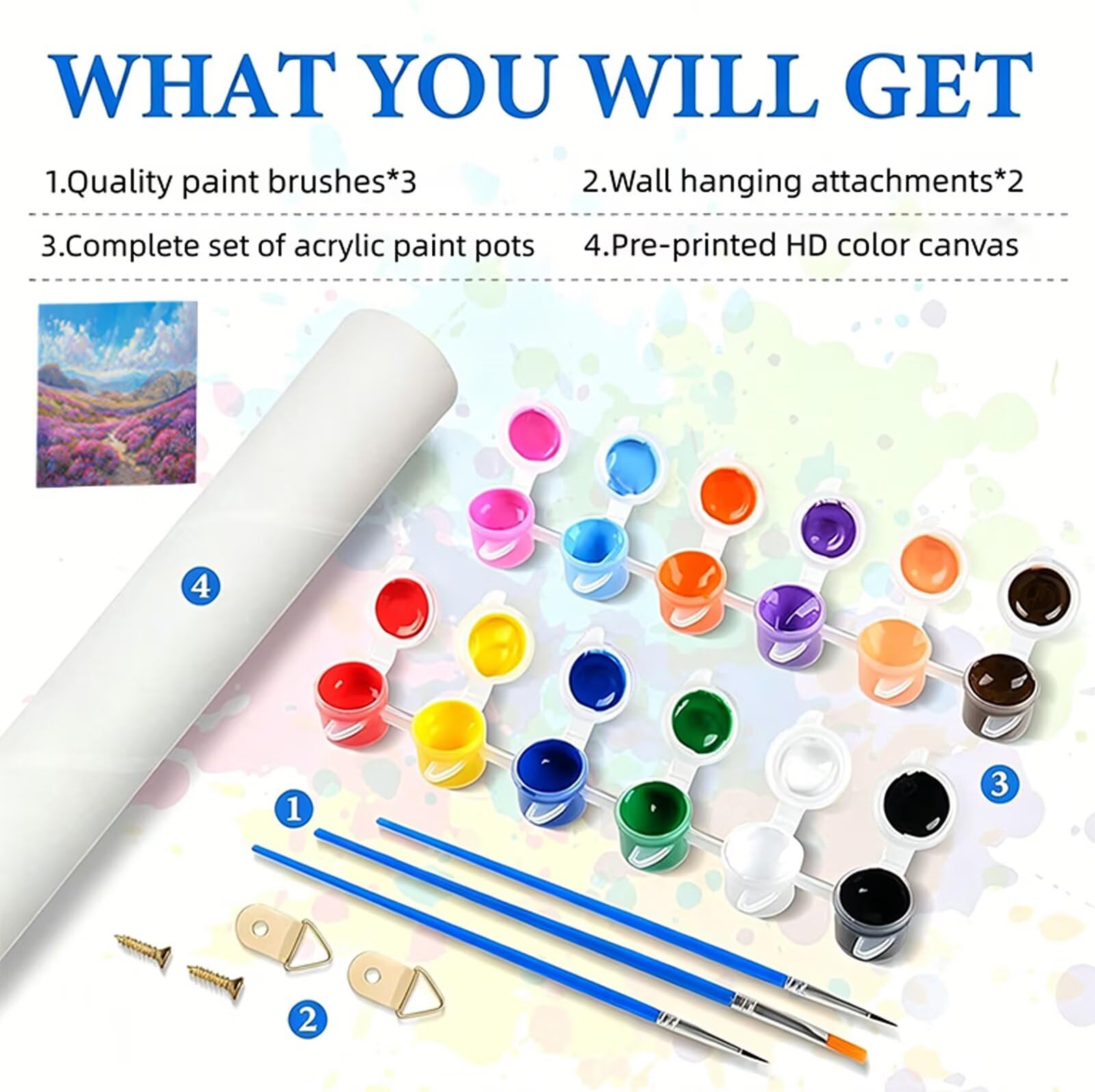 Malen Nach Zahlen Erwachsene Lila Malen Nach Zahlen Blume DIY Paint by Numbers für Anfänger Mit 3-Pinseln und Acrylfarbe, Ohne Rahmen, Malen-Nach-Zahlen Set für Wand Deko Wohnzimmer 90x180cm RB-401